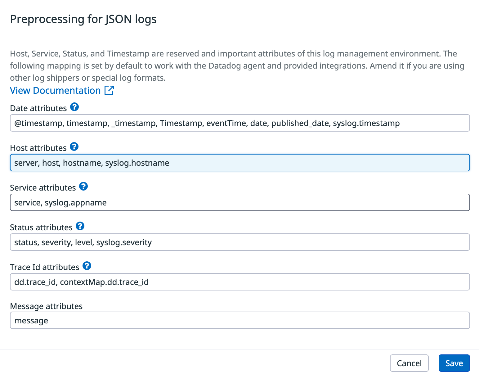 Preprocessing attributes